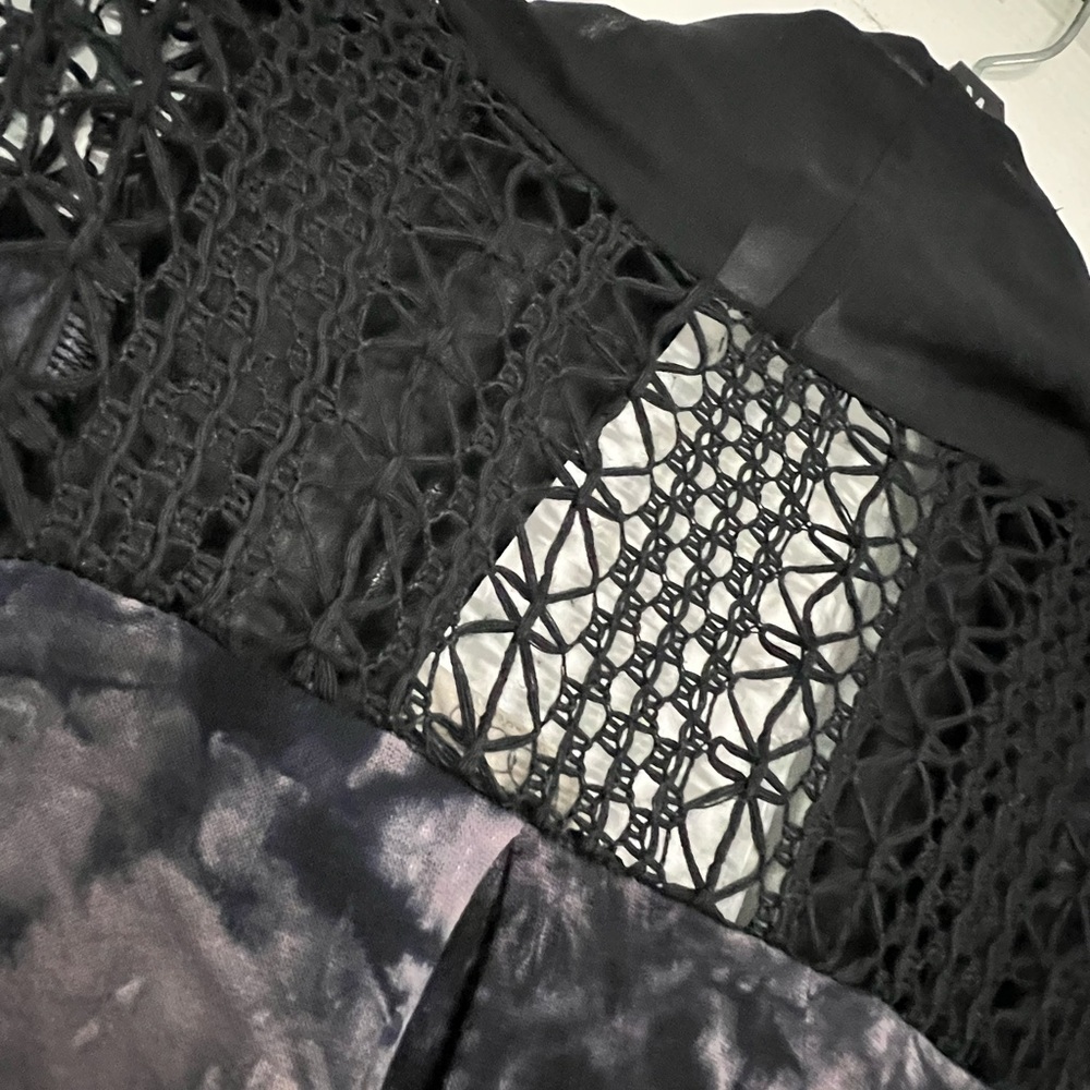 LOGO by Lori Goldstein Purple and Gray Cardigan Featuring Sheer Hem & Open Back. - Picture 7 of 15